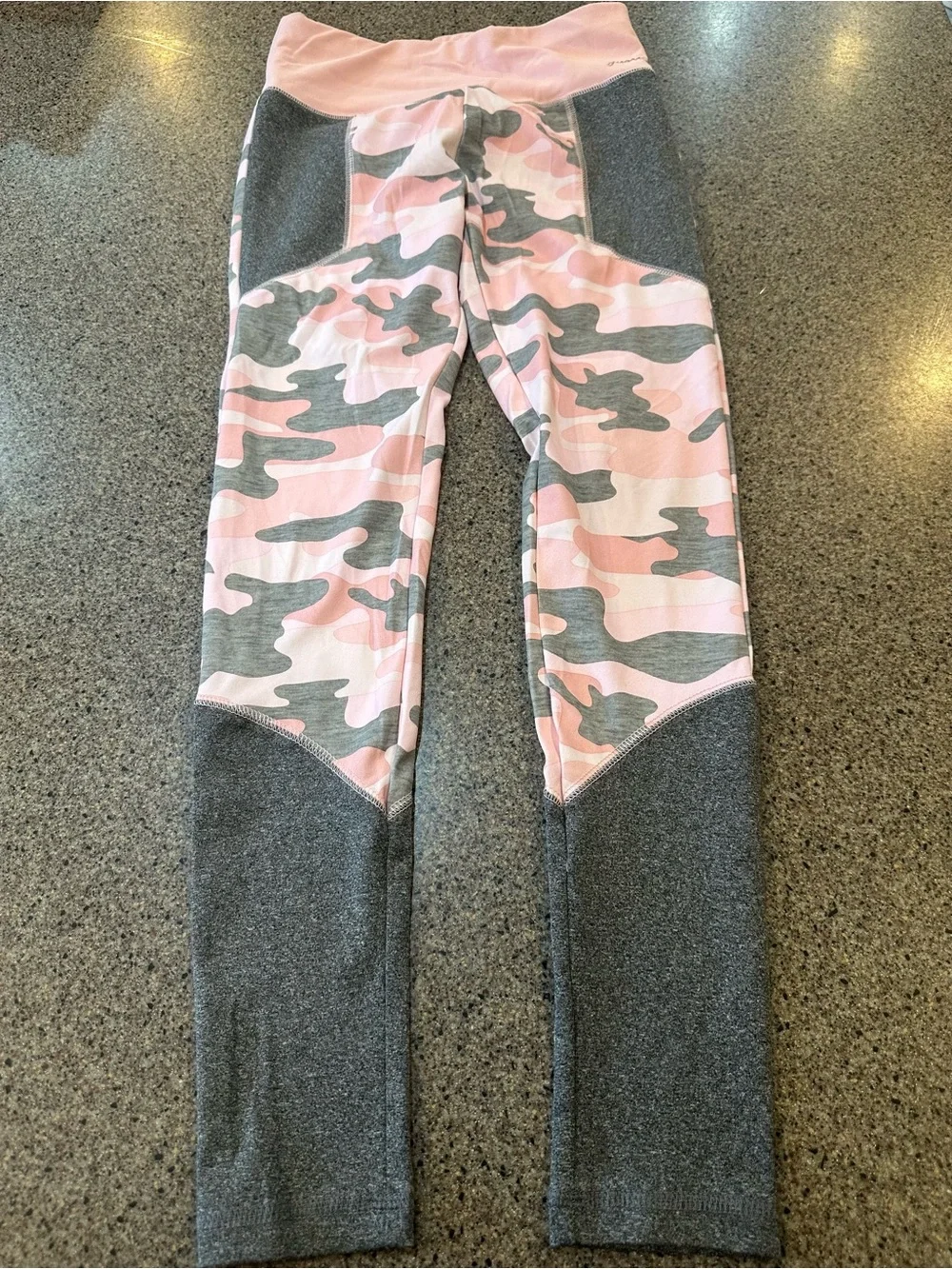 Justice Pink Camo & Gray Panel Leggings